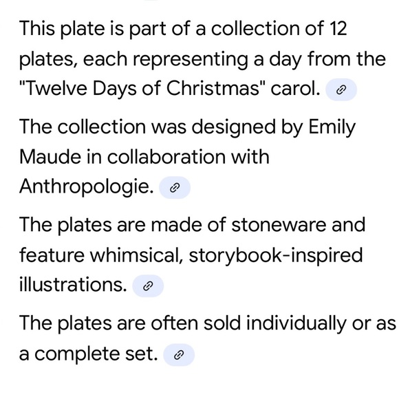 Anthropologie 12 days of Christmas plate by Emily Maude - Picture 2 of 3